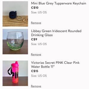 Tupperware Keychain, Drinking Glass & VS PINK Water Bottle - CUSTOM LISTING